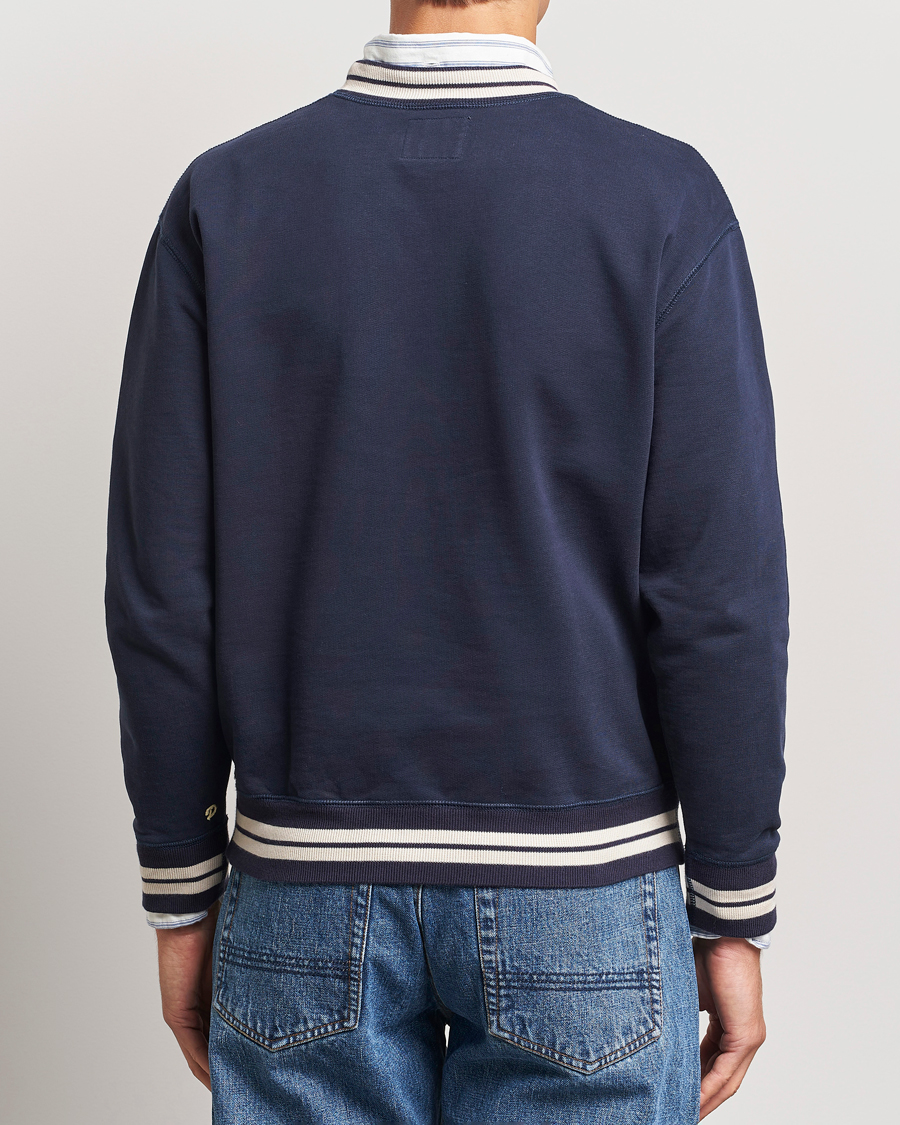 Mies | Puserot | Drake's | Striped Rib Sweatshirt Navy