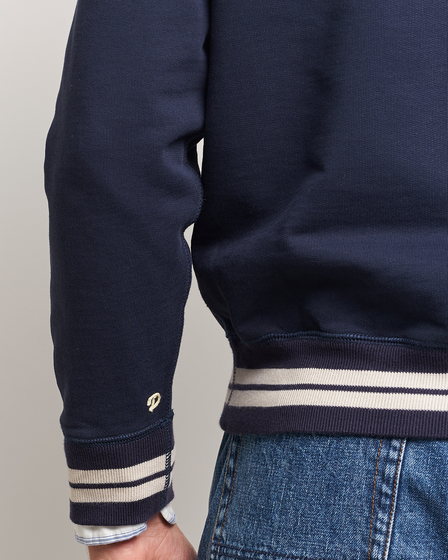 Mies | Puserot | Drake's | Striped Rib Sweatshirt Navy