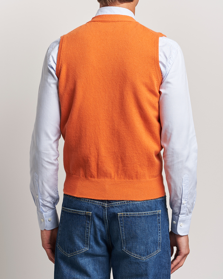 Mies | Puserot | Drake's | Lambswool Vest Cardigan Orange