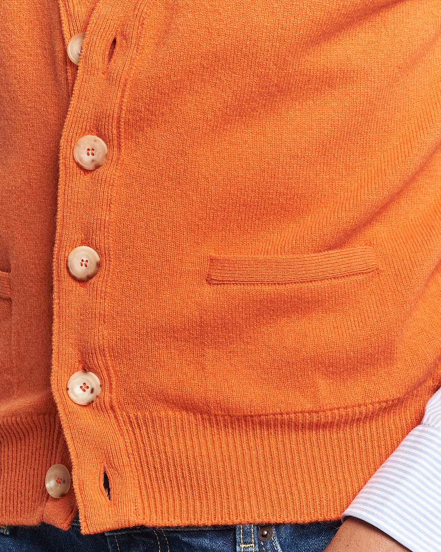 Mies | Puserot | Drake's | Lambswool Vest Cardigan Orange