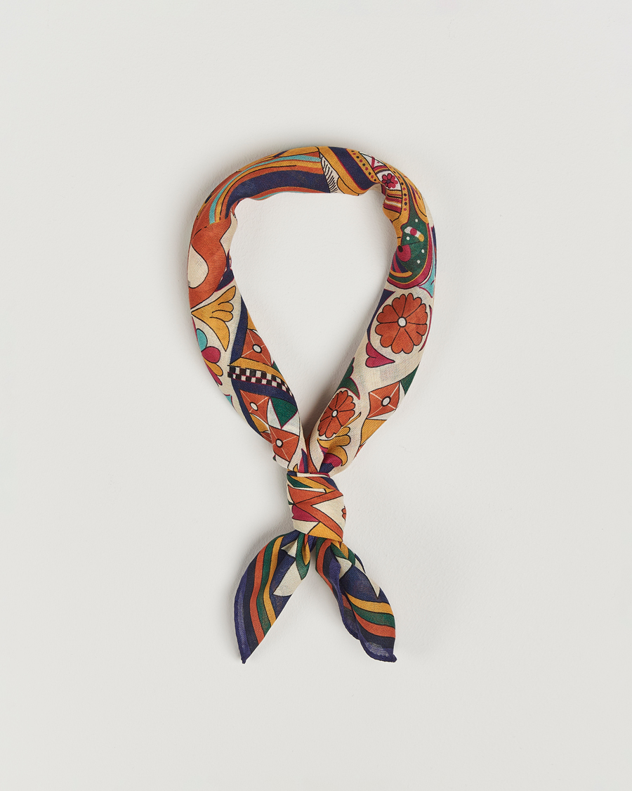 Mies | Drake's Maharaja Print Wool/Silk Bandana Navy/Yellow | Drake's | Maharaja Print Wool/Silk Bandana Navy/Yellow