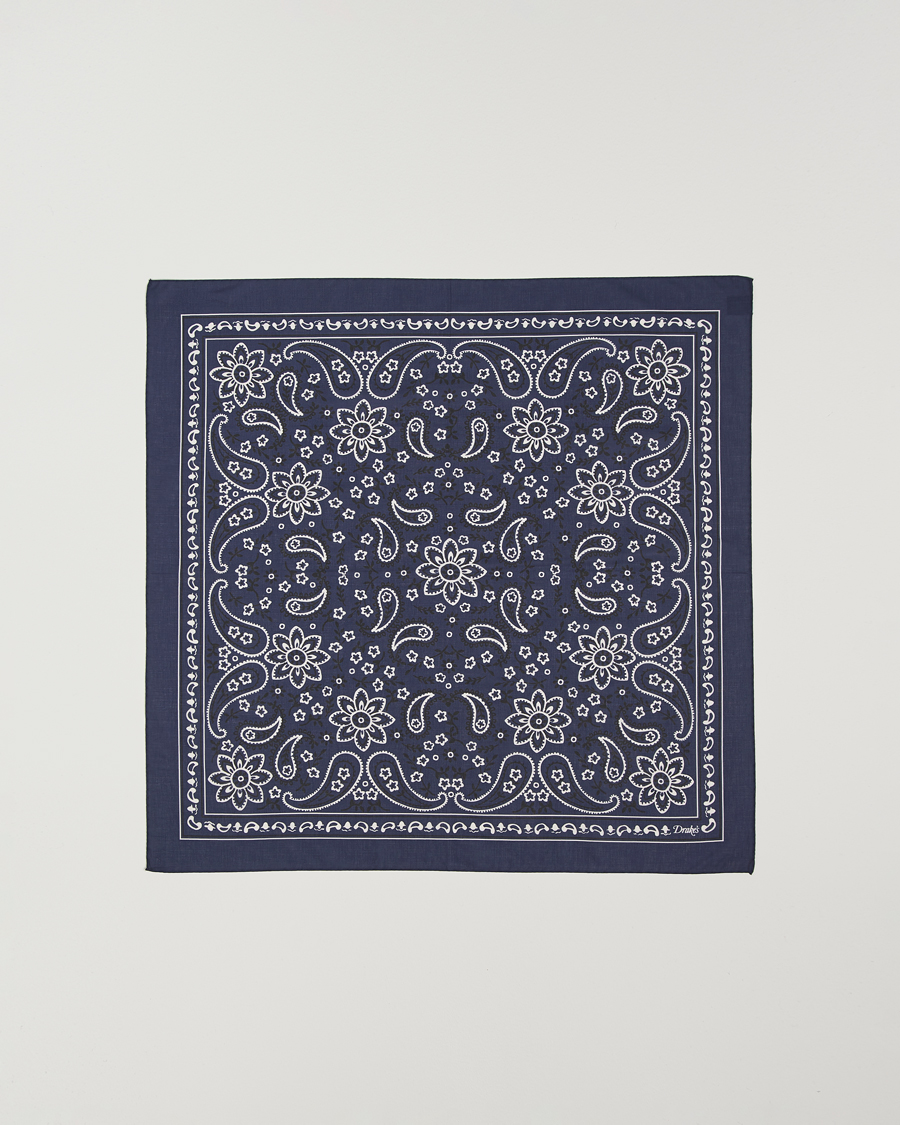 Mies | Huivit | Drake's | Drake'sClassic Paisley BandanaNavy
