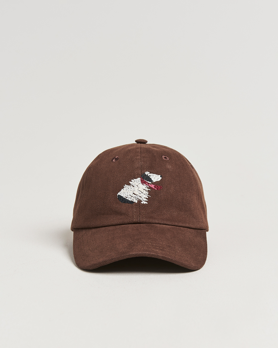 Mies | Drake's Embroidered Dog Heavy Twill Cap Brown | Drake's | Embroidered Dog Heavy Twill Cap Brown