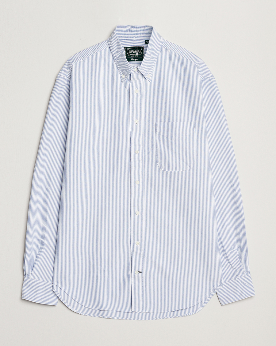 Mies | Kauluspaidat | Gitman Vintage | Button Down Striped Oxford Shirt Light Blue