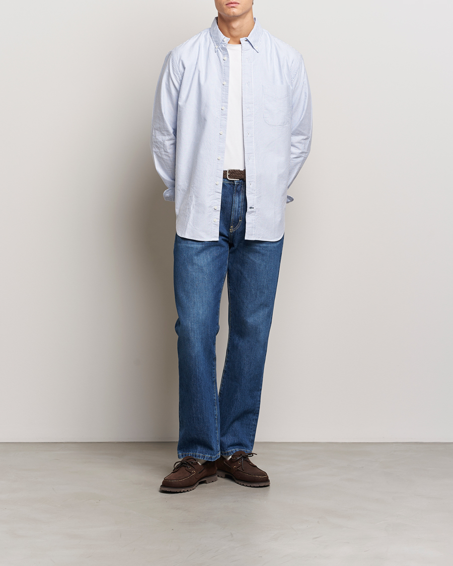 Mies | Kauluspaidat | Gitman Vintage | Button Down Striped Oxford Shirt Light Blue