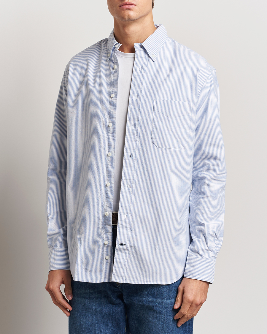 Mies | Kauluspaidat | Gitman Vintage | Button Down Striped Oxford Shirt Light Blue
