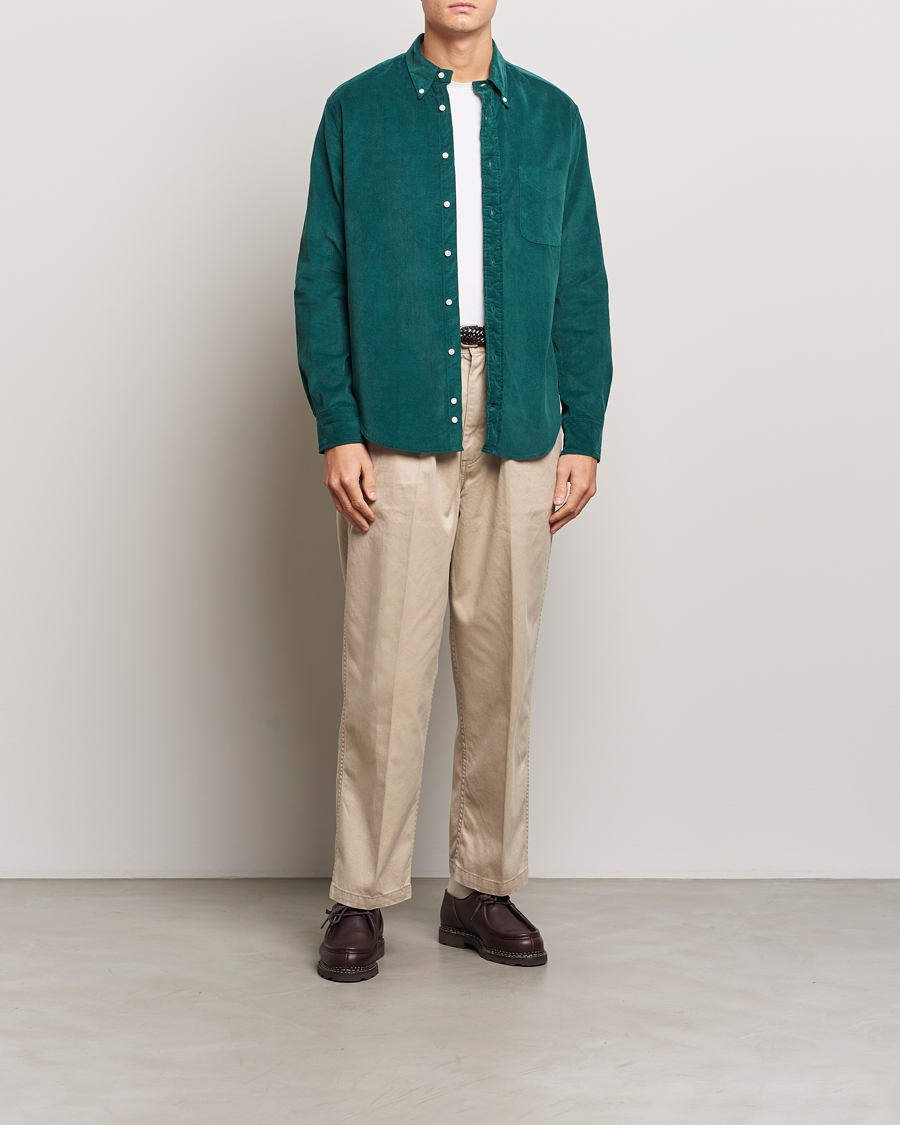 Mies | Kauluspaidat | Gitman Vintage | Button Down Corduroy Shirt Emerald