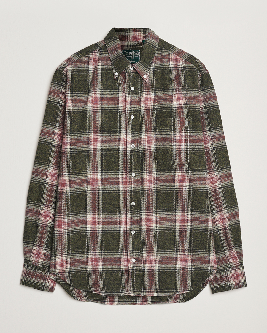 Mies | Kauluspaidat | Gitman Vintage | Button Down Brushed Flannel Shirt Olive Check