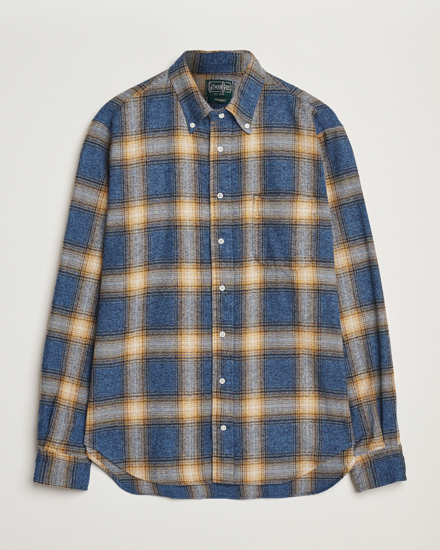 Mies | Kauluspaidat | Gitman Vintage | Button Down Brushed Flannel Shirt Blue Check