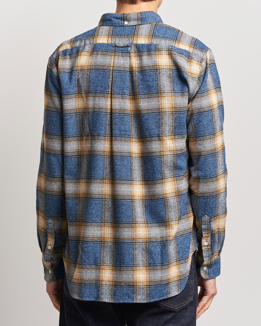 Mies | Kauluspaidat | Gitman Vintage | Button Down Brushed Flannel Shirt Blue Check