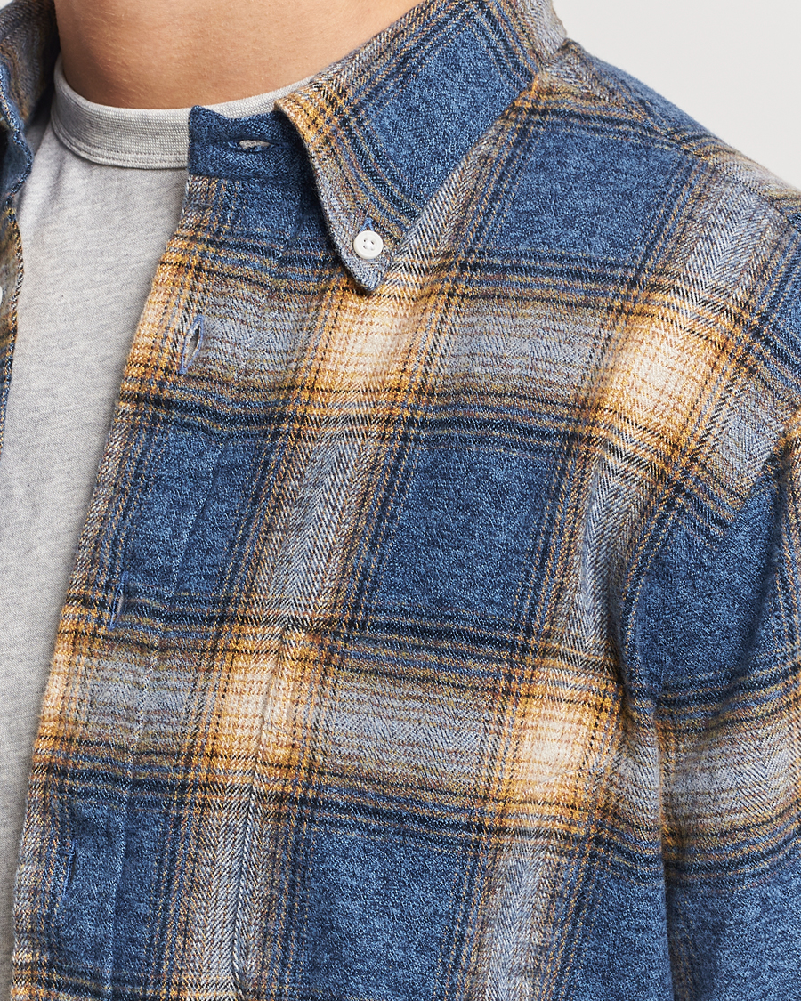 Mies | Kauluspaidat | Gitman Vintage | Button Down Brushed Flannel Shirt Blue Check