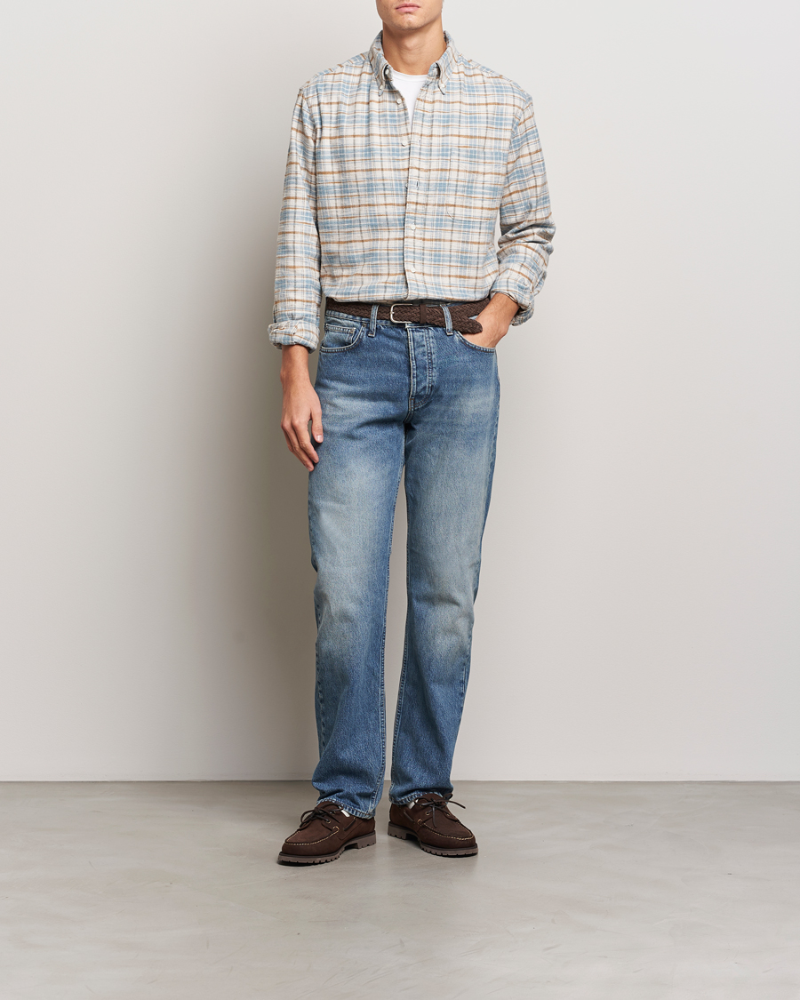 Mies | Kauluspaidat | Gitman Vintage | Button Down Heavy Flannel Shirt Ivory Check