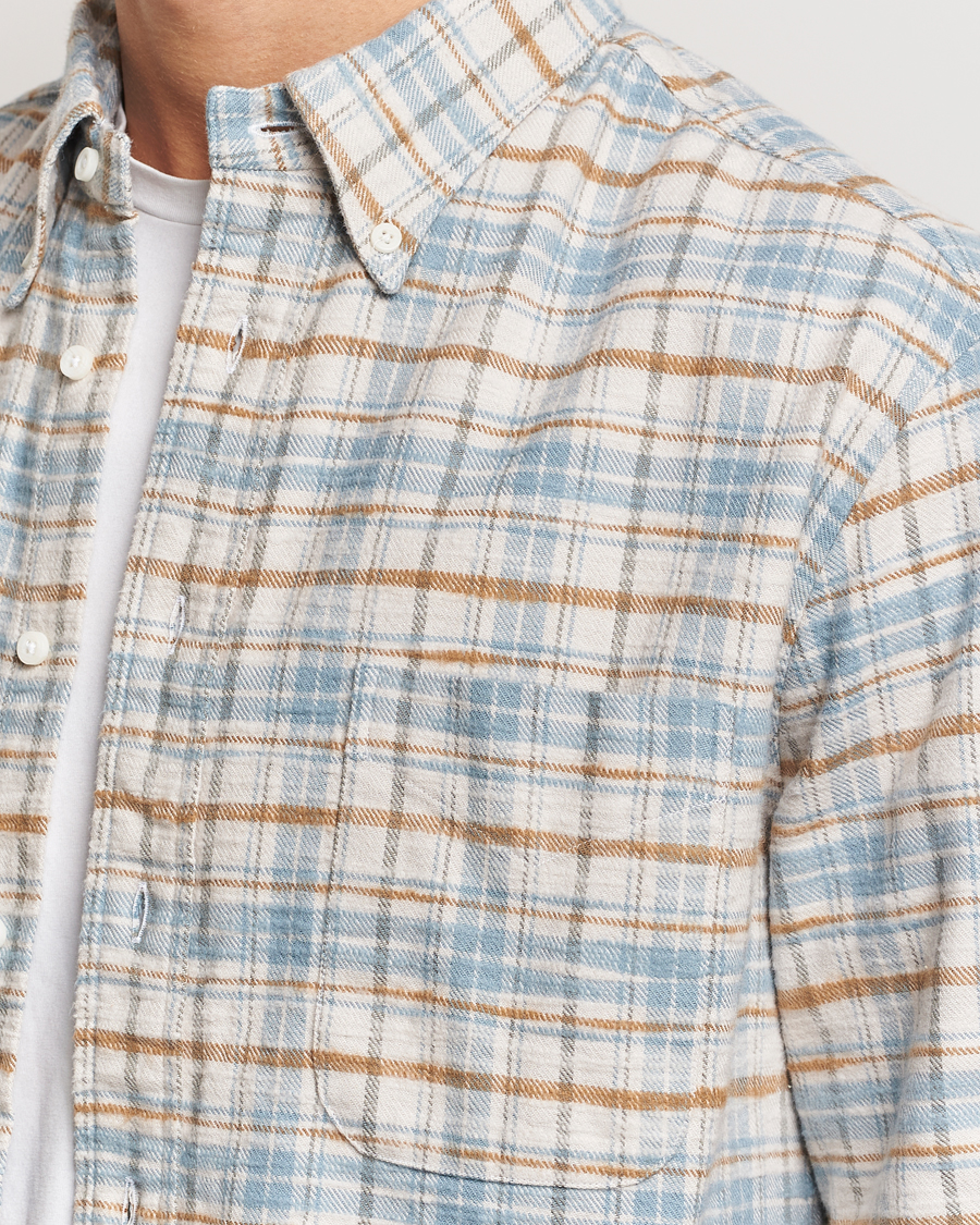 Mies | Kauluspaidat | Gitman Vintage | Button Down Heavy Flannel Shirt Ivory Check