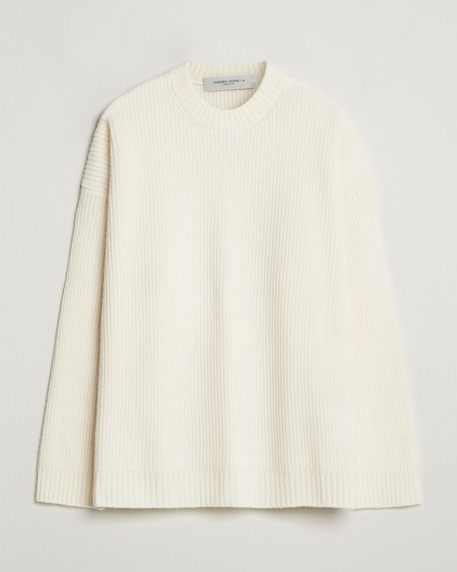 Mies | Puserot | Golden Goose | Brushed Rib Wool Sweater Heritage White