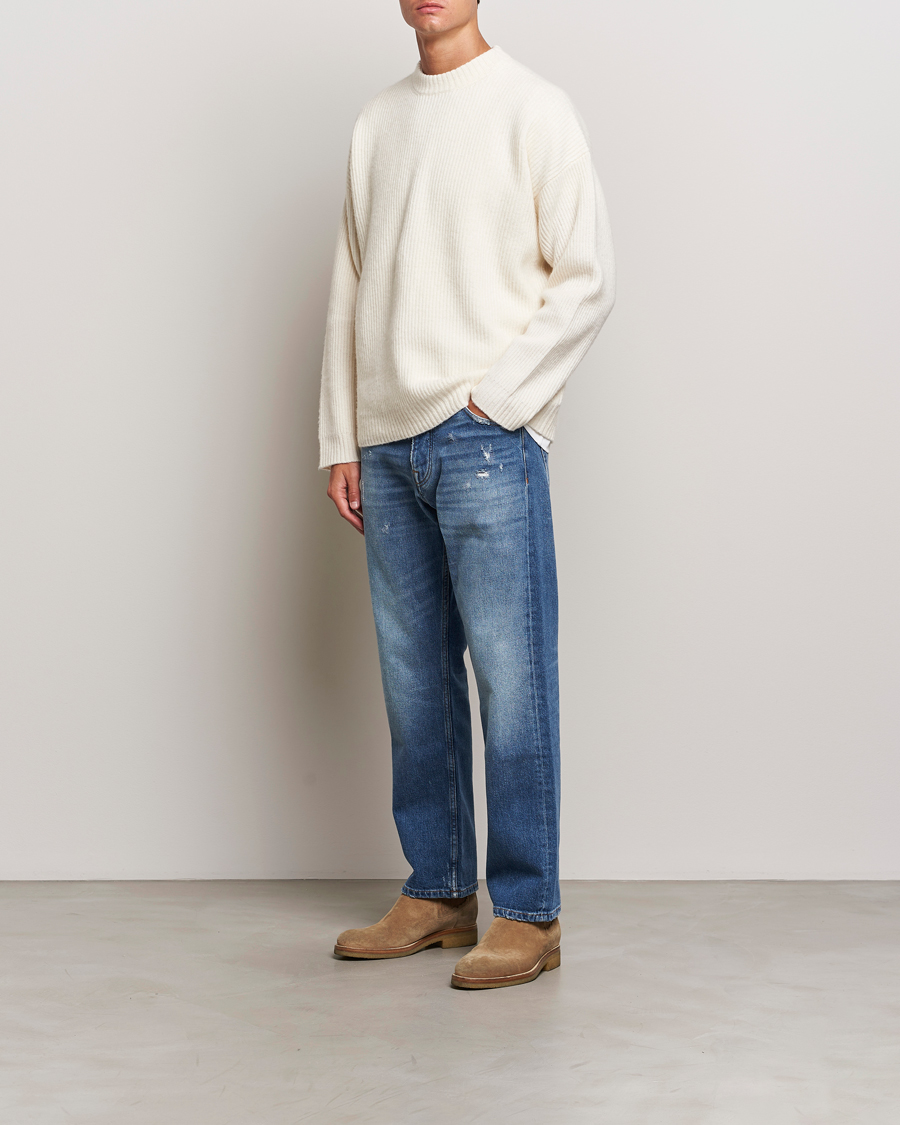 Mies | Puserot | Golden Goose | Brushed Rib Wool Sweater Heritage White