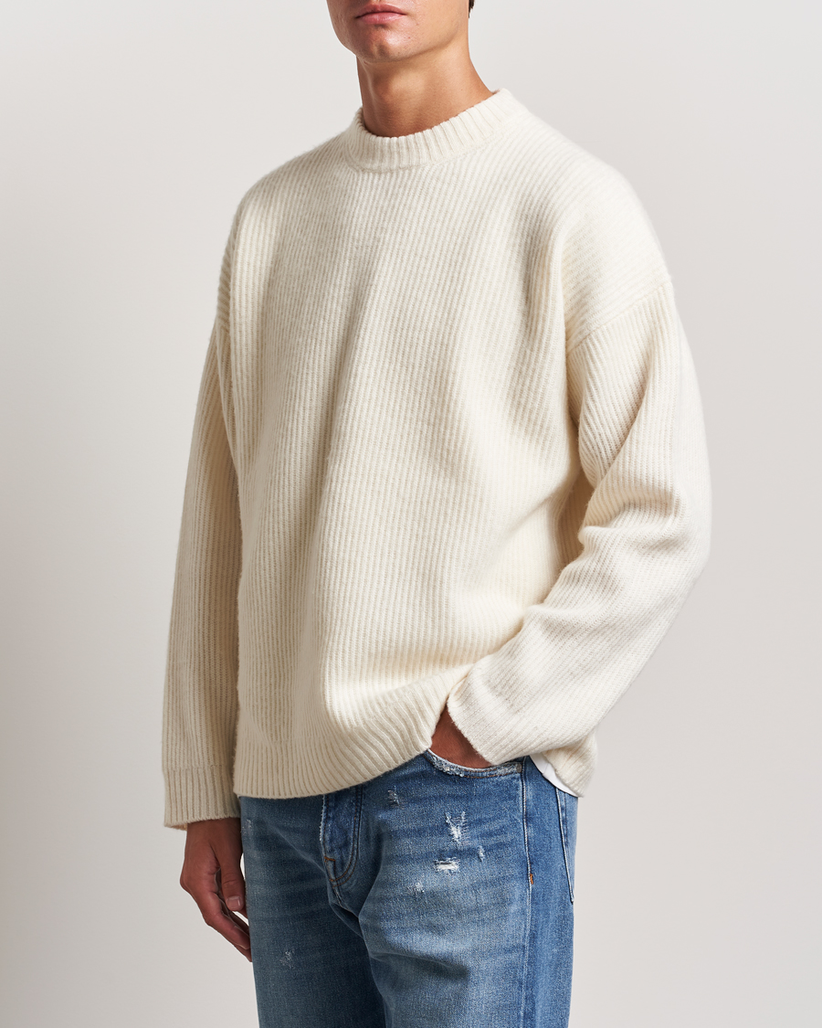 Mies | Puserot | Golden Goose | Brushed Rib Wool Sweater Heritage White