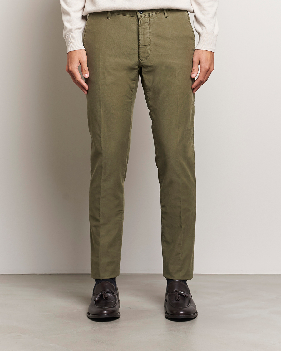 Mies | Housut | Incotex | Slim Fit Garment Dyed Slacks Dark Green