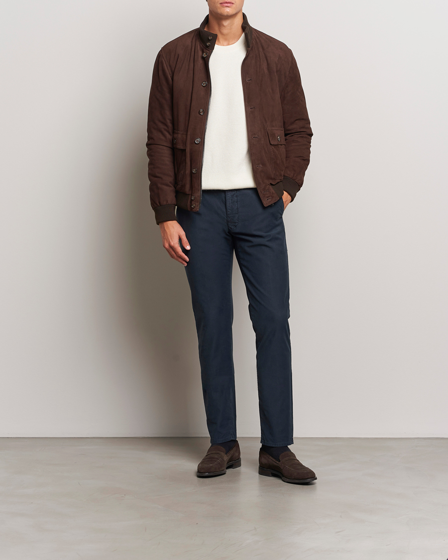 Mies | Housut | Incotex | Slim Fit Garment Dyed Slacks Navy