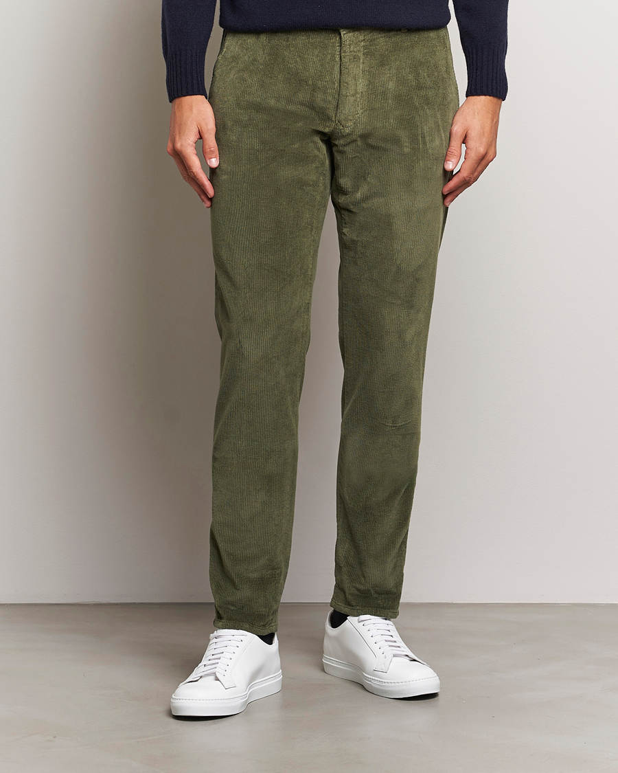 Mies | Housut | Incotex | Slim Fit Leisure Cord Slacks Dark Green
