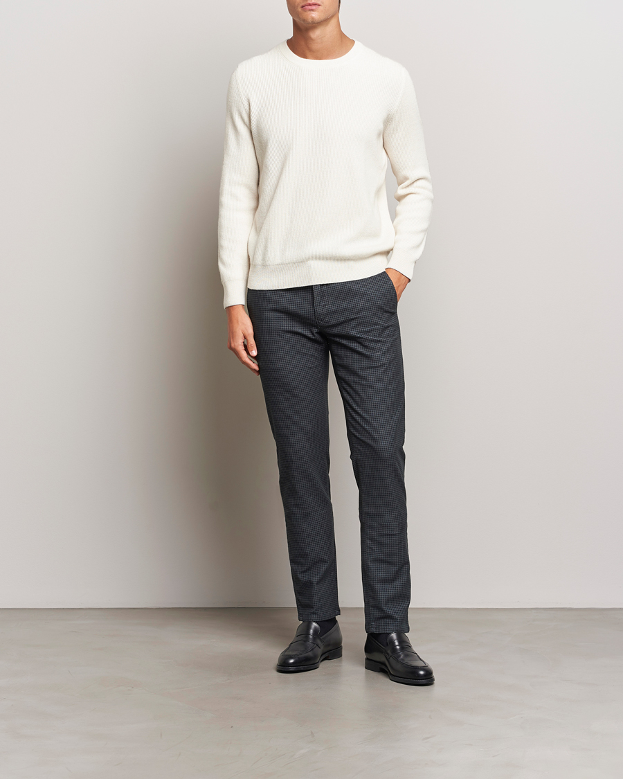 Mies | Housut | Incotex | Slim Fit Houndstooth Cotton Pants Dark Grey