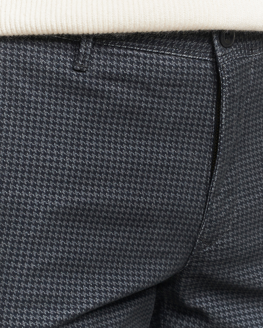 Mies | Housut | Incotex | Slim Fit Houndstooth Cotton Pants Dark Grey