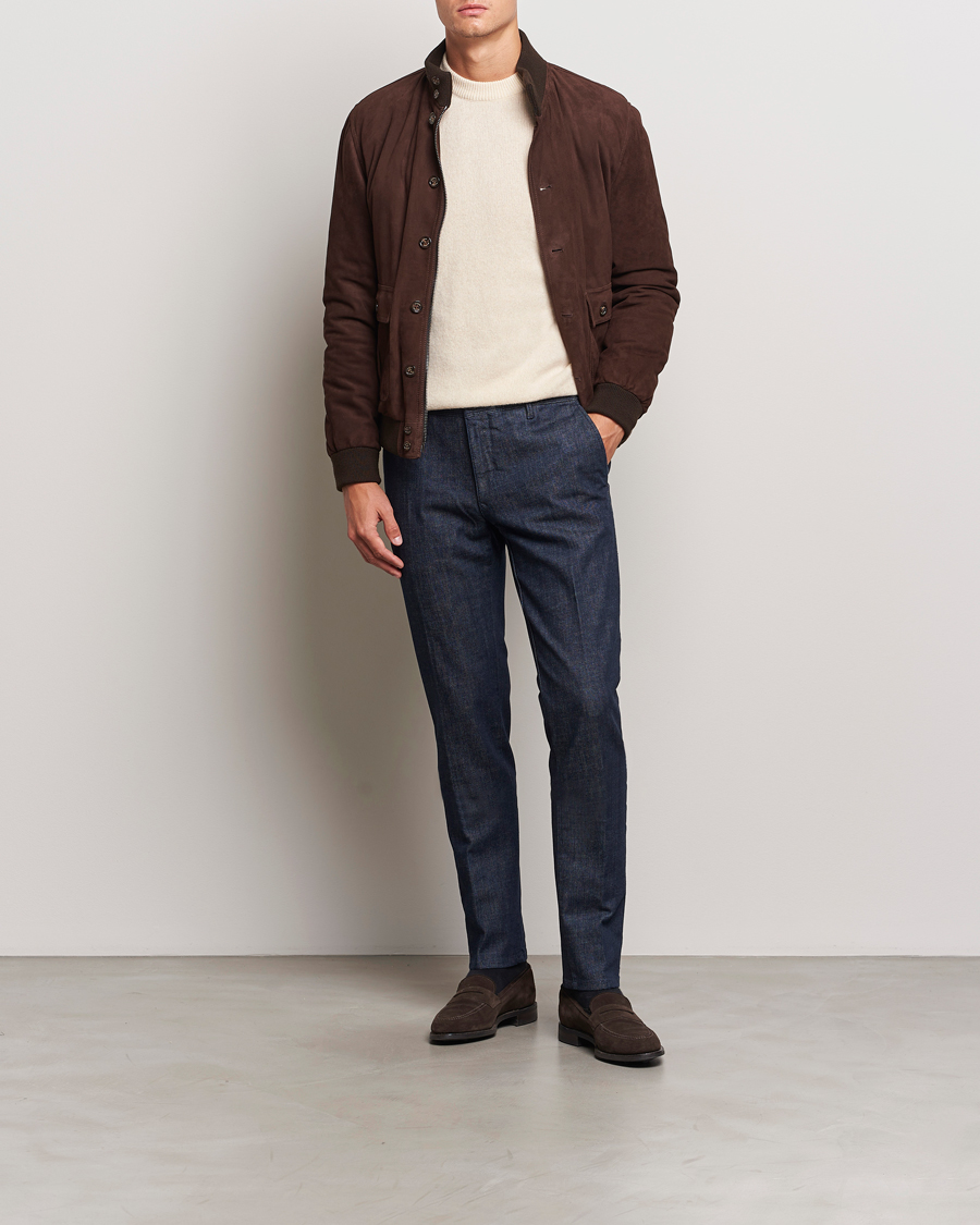 Mies | Housut | Incotex | Slim Fit Denim Slacks Dark Blue