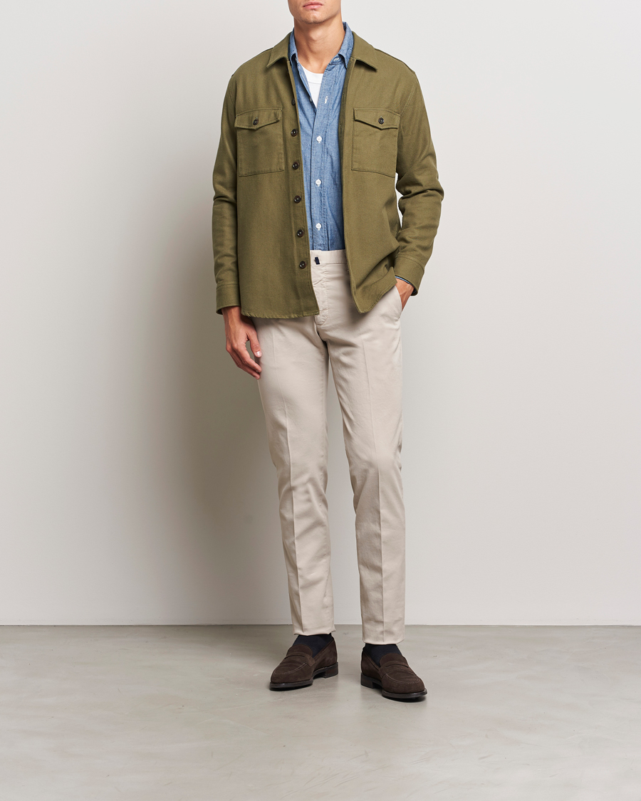 Mies | Housut | Incotex | Slim Fit Cotton Stretch Chinos Light Beige