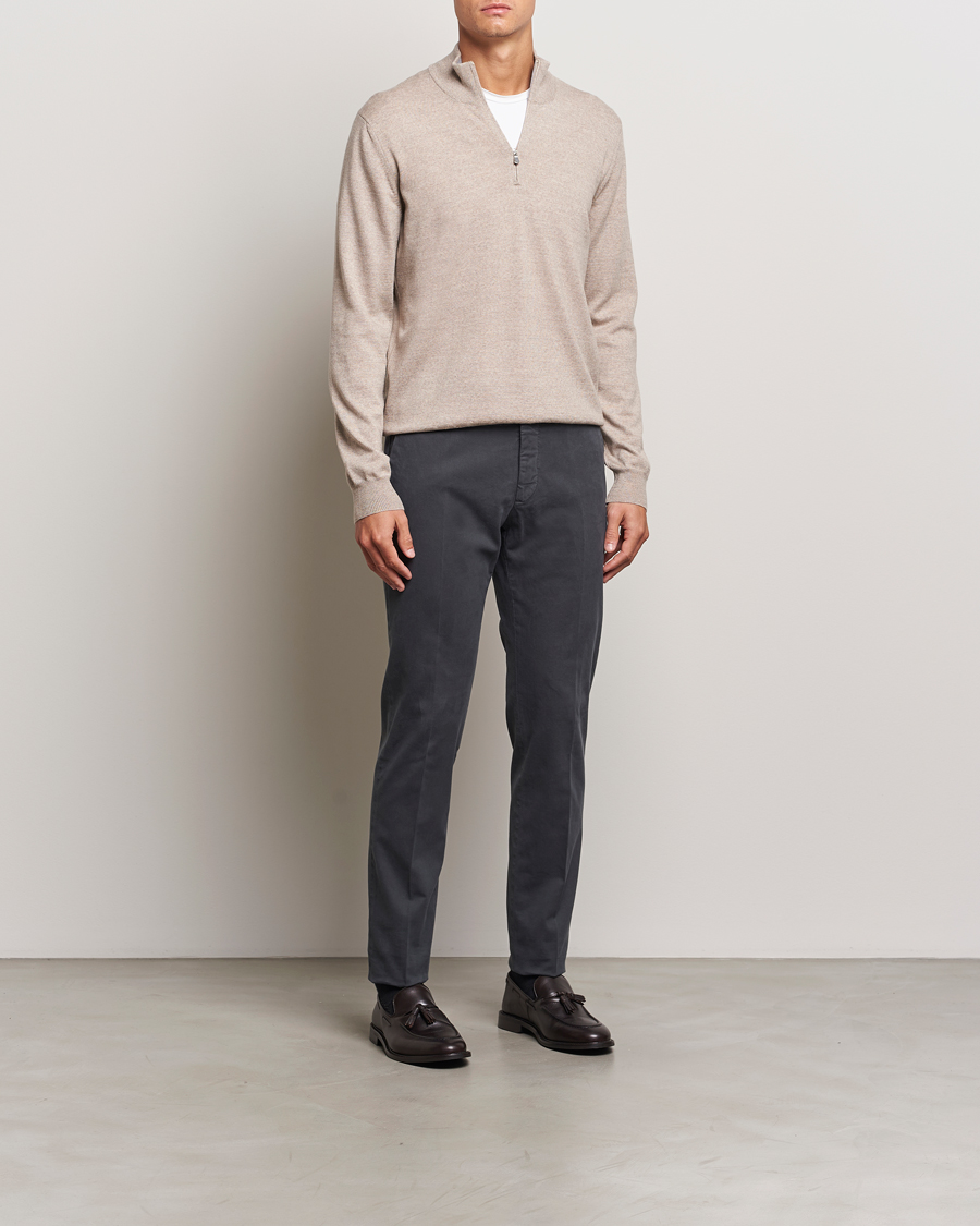 Mies | Housut | Incotex | Slim Fit Cotton Stretch Chinos Dark Grey