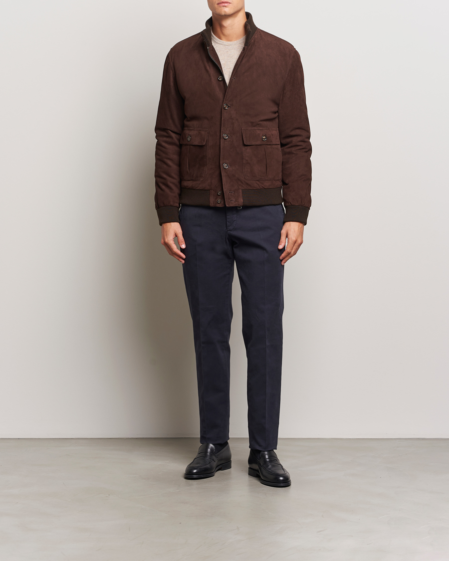 Mies | Housut | Incotex | Regular Fit Cotton Stretch Chinos Navy