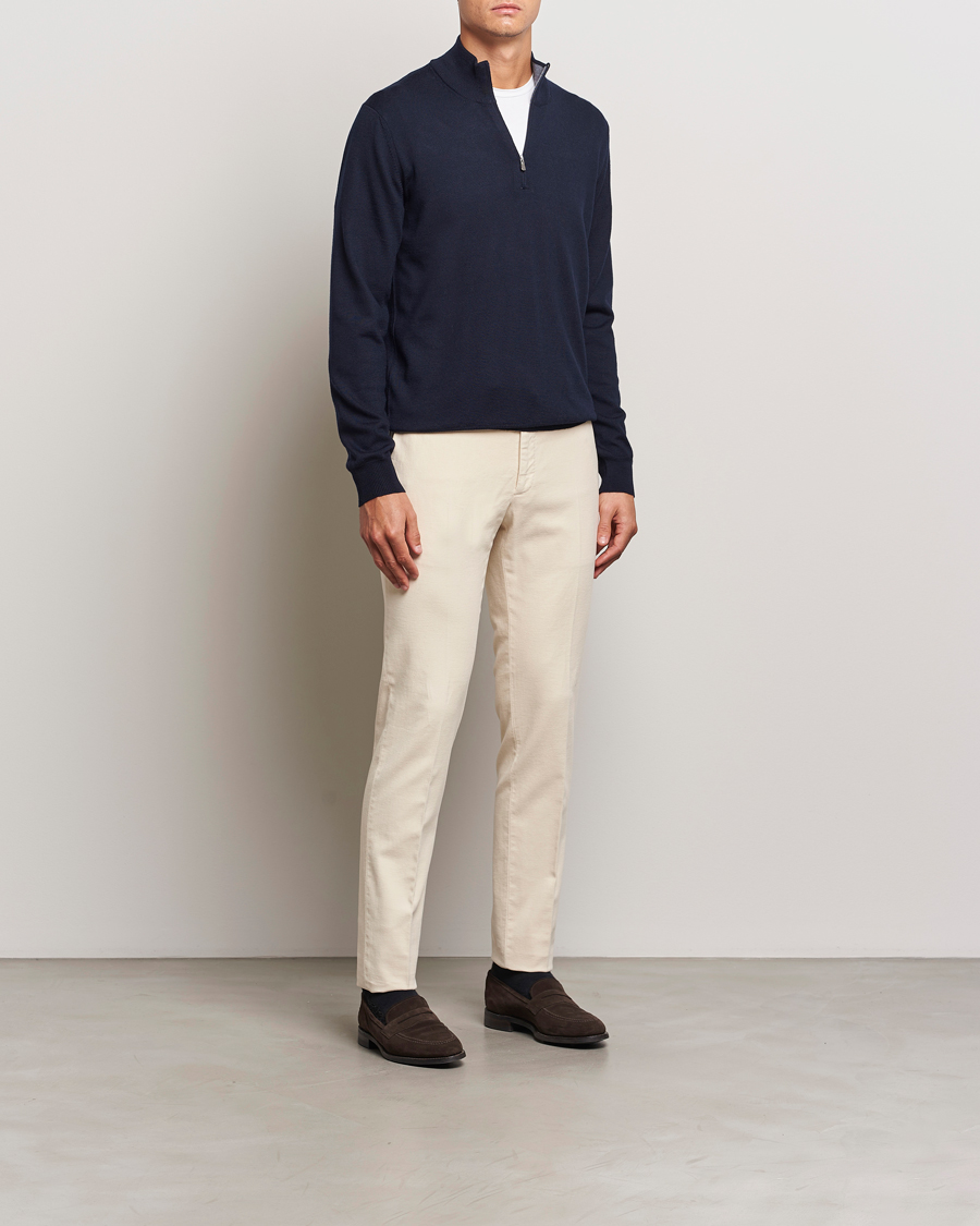 Mies | Housut | Incotex | Slim Fit Luxury Moleskine Trousers Off White