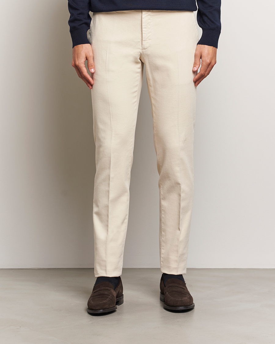 Mies | Housut | Incotex | Slim Fit Luxury Moleskine Trousers Off White