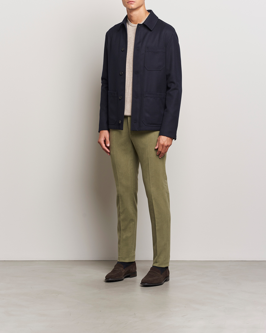 Mies | Housut | Incotex | Slim Fit Luxury Moleskine Trousers Sage