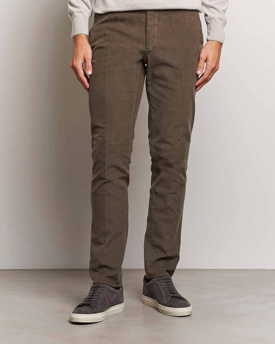 Mies | Housut | Incotex | Slim Fit Baby Corduroy Trousers Brown