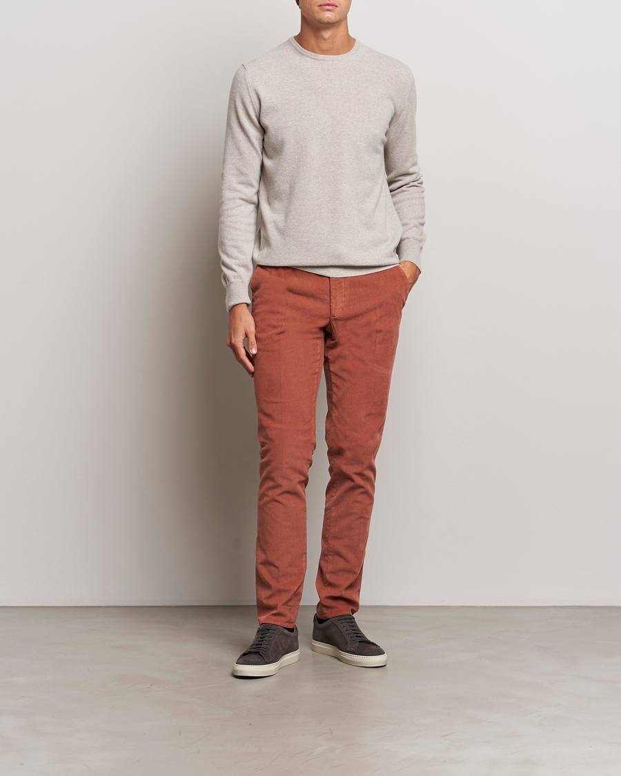 Mies | Housut | Incotex | Slim Fit Baby Corduroy Trousers Vintage Red