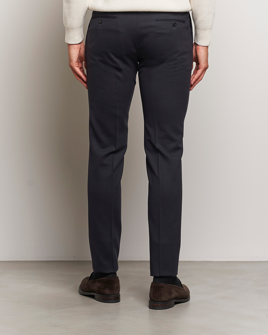 Mies | Housut | Incotex | Silm Fit Washable Flannel Trousers Navy