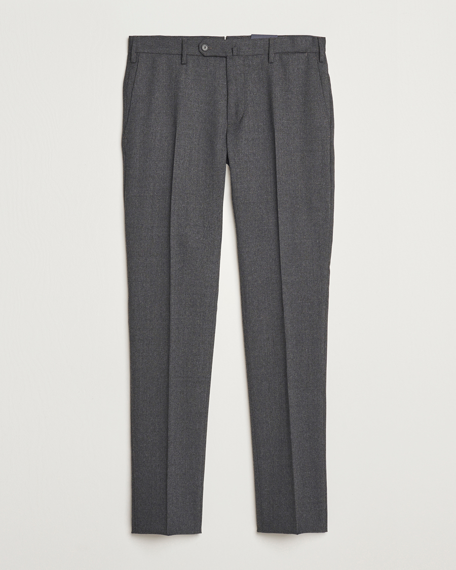 Mies | Housut | Incotex | Silm Fit Washable Flannel Trousers Dark Grey