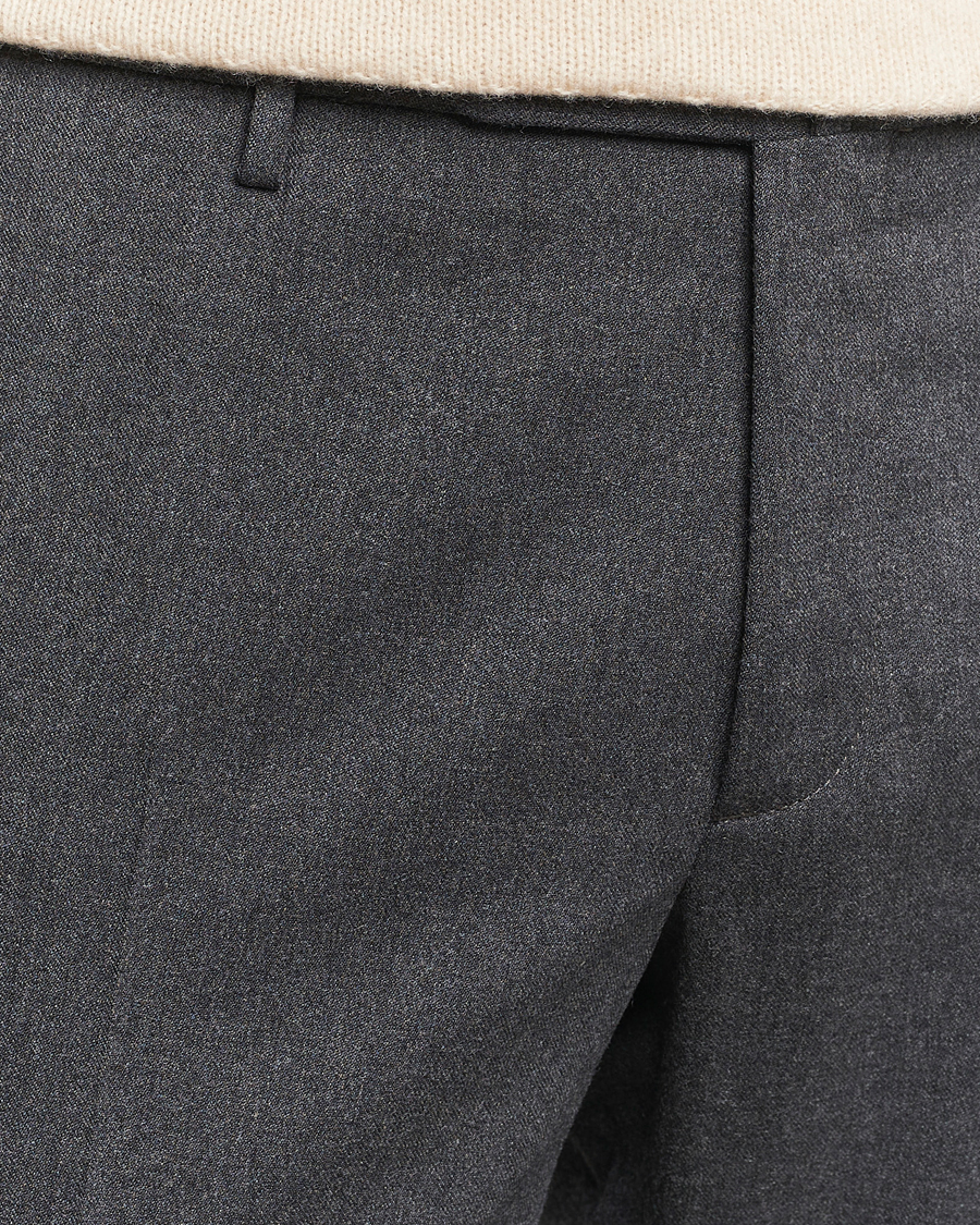 Mies | Housut | Incotex | Silm Fit Washable Flannel Trousers Dark Grey