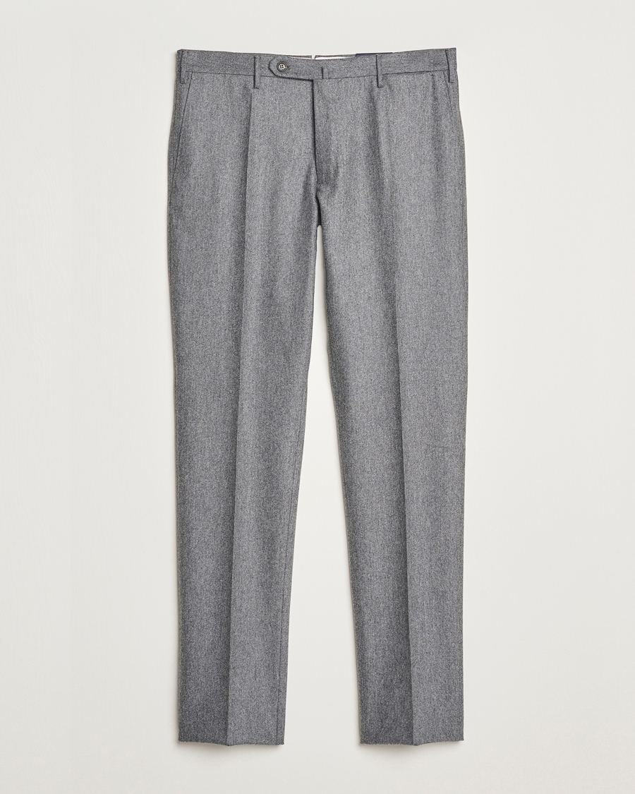 Mies | Housut | Incotex | Slim Fit Carded Flannel Trousers Grey Melange