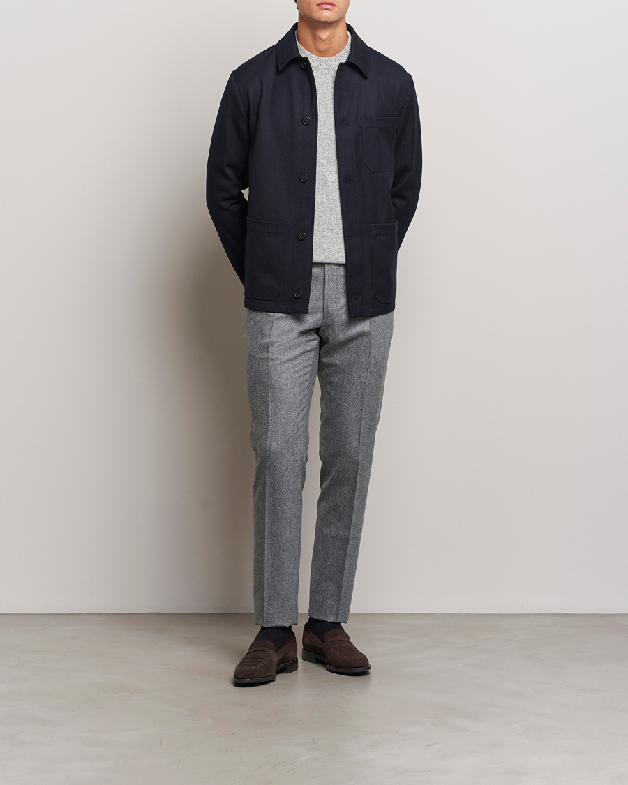 Mies | Housut | Incotex | Slim Fit Carded Flannel Trousers Grey Melange