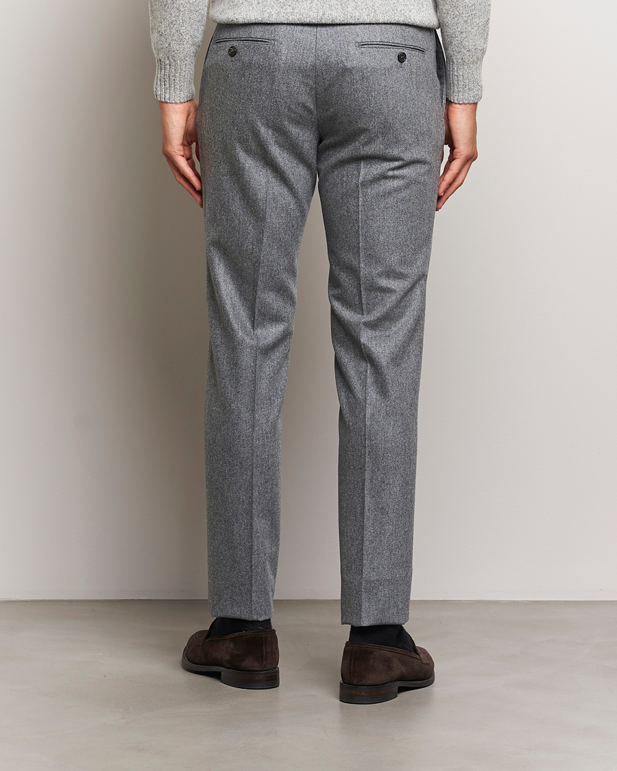 Mies | Housut | Incotex | Slim Fit Carded Flannel Trousers Grey Melange