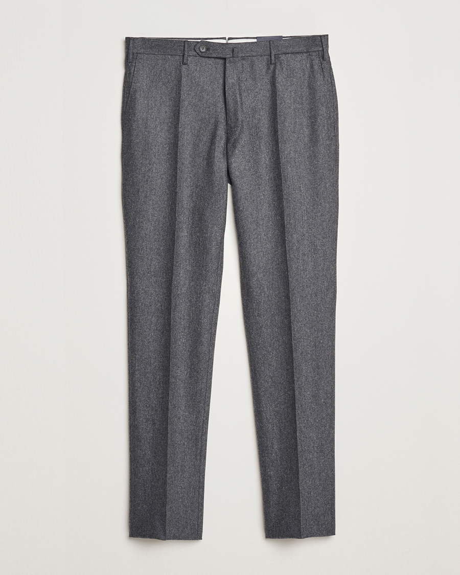 Mies | Housut | Incotex | Slim Fit Carded Flannel Trousers Dark Grey