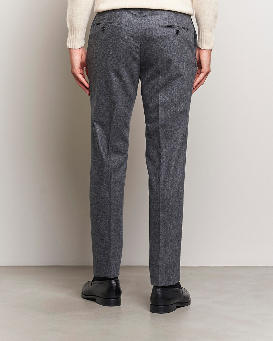 Mies | Housut | Incotex | Slim Fit Carded Flannel Trousers Dark Grey