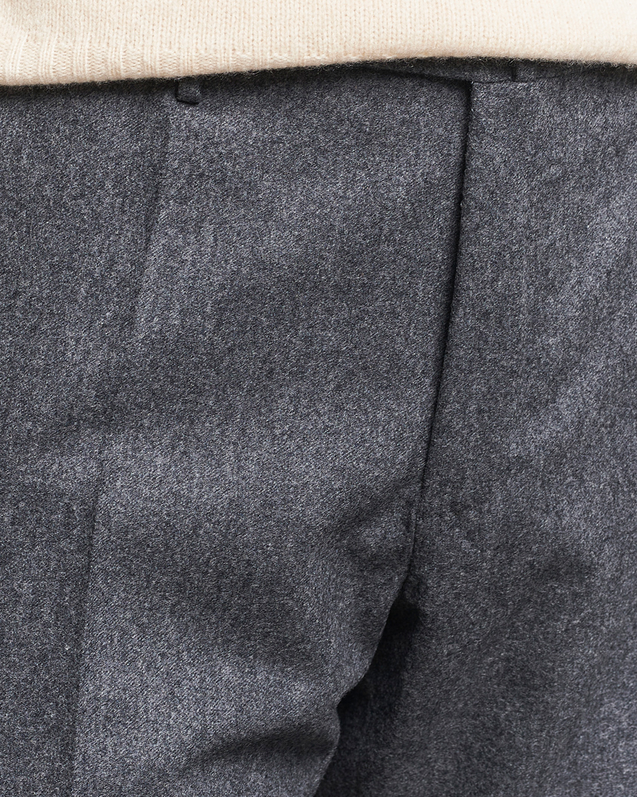 Mies | Housut | Incotex | Slim Fit Carded Flannel Trousers Dark Grey