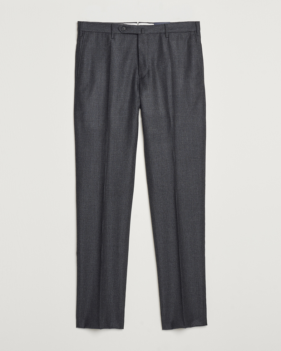 Mies | Housut | Incotex | Slim Fit Houndstooth Flannel Trousers Light Grey