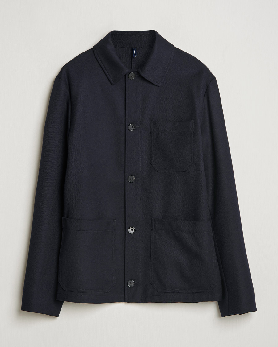 Mies | Takit | Incotex | Wool Cover Shirt Jacket Navy