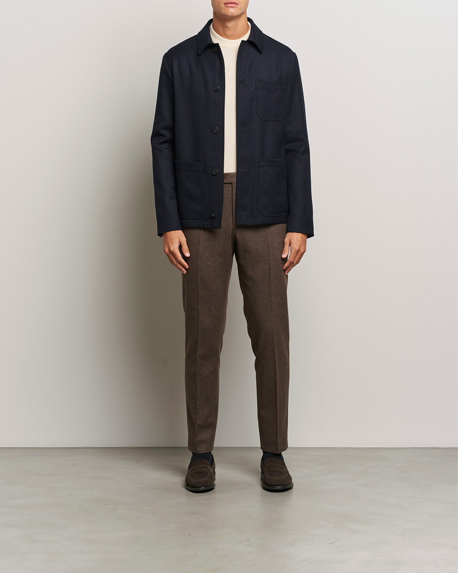 Mies | Takit | Incotex | Wool Cover Shirt Jacket Navy