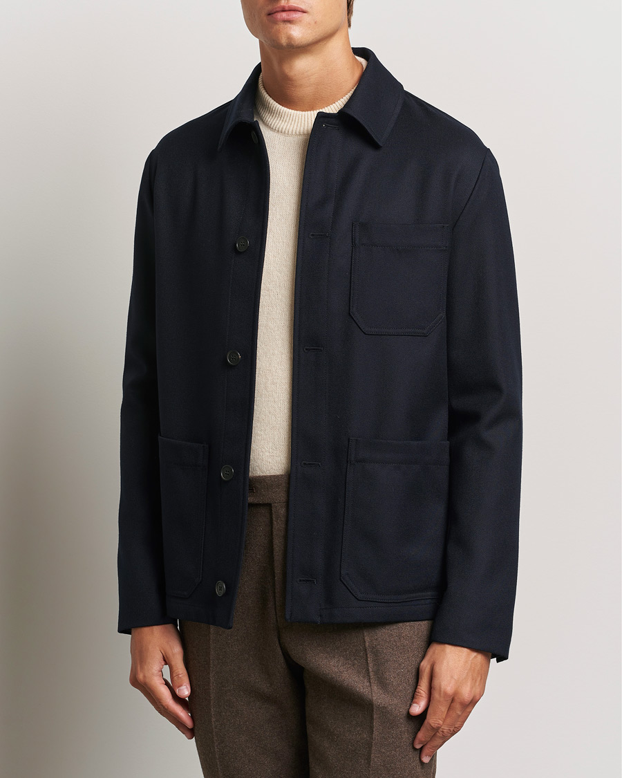 Mies | Takit | Incotex | Wool Cover Shirt Jacket Navy