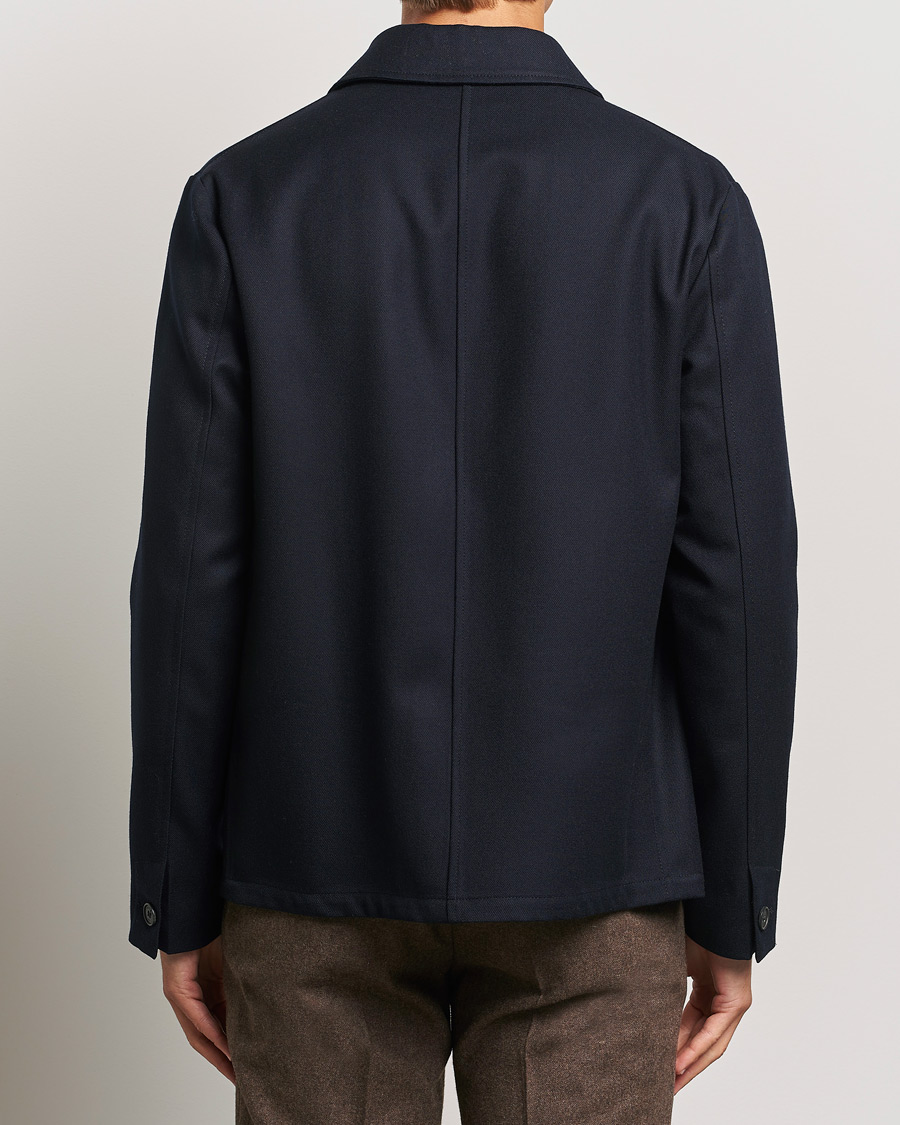 Mies | Takit | Incotex | Wool Cover Shirt Jacket Navy
