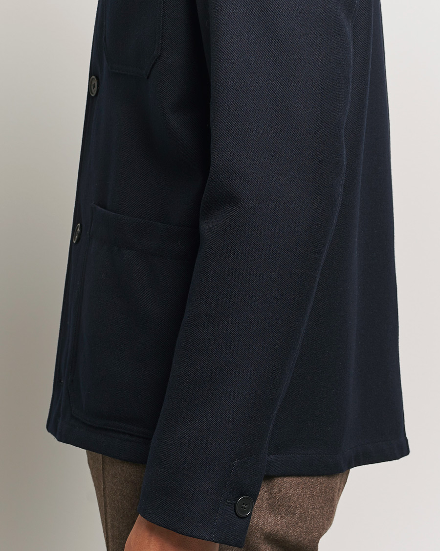 Mies | Takit | Incotex | Wool Cover Shirt Jacket Navy