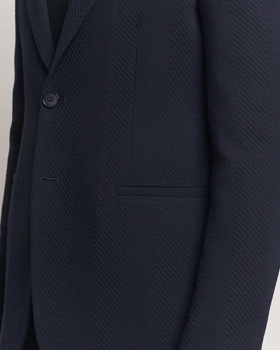 Mies | Pikkutakit | Giorgio Armani | Chevron Wool Stretch Blazer Navy